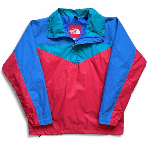 Vintage The North Face Anorak Jacket Red Blue Green Shell Windbreaker Gorpcore L